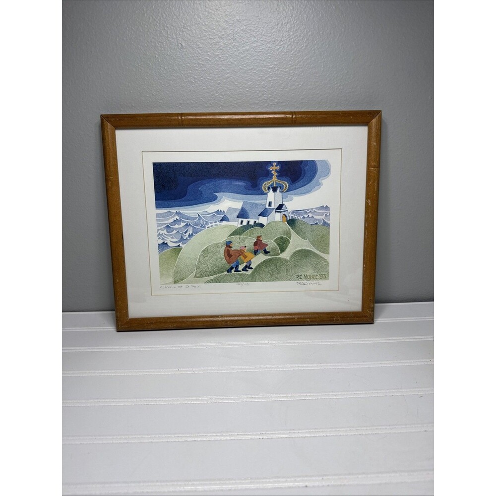 Rie Munoz Signed Lithograph Storm at St Paul 1993 Framed LMT Edition 1064/1250